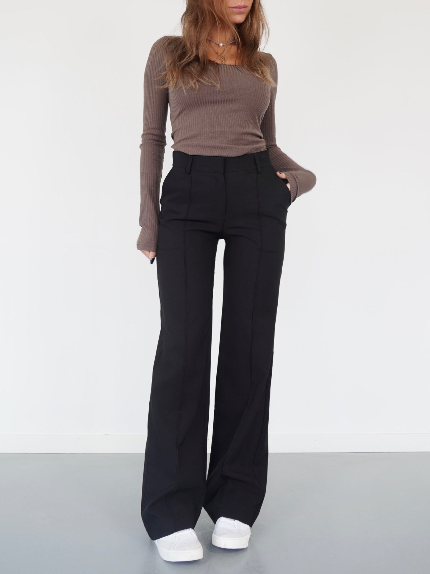 GRACE WIDE TROUSERS - ZWART