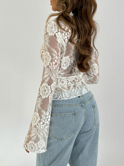 AURORA LACE TOP - ZWART