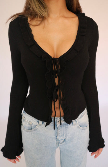 KNIT TOP - ZWART