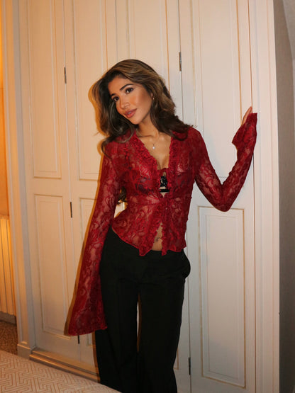 AURORA LACE TOP - ZWART