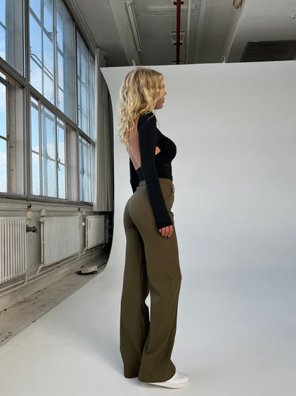 GRACE WIDE TROUSERS - GROEN